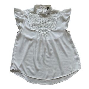 Colori Women’s White Lace High Neck Top Made in Canada 🇨🇦 Size Small